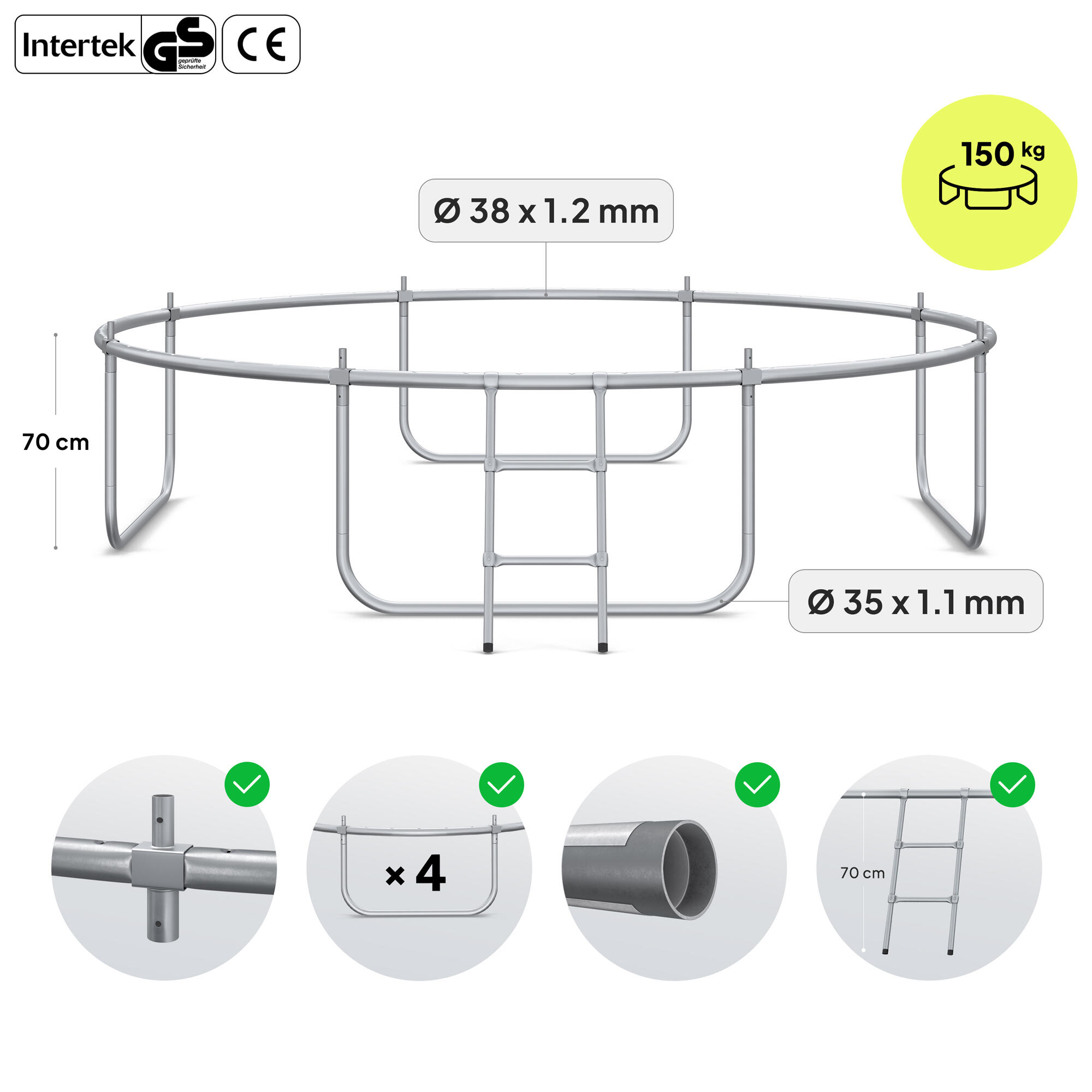 Trampoline ronde Jump Pro - 10FT 312 cm - met veiligheidsnet intern, ladder 7/7