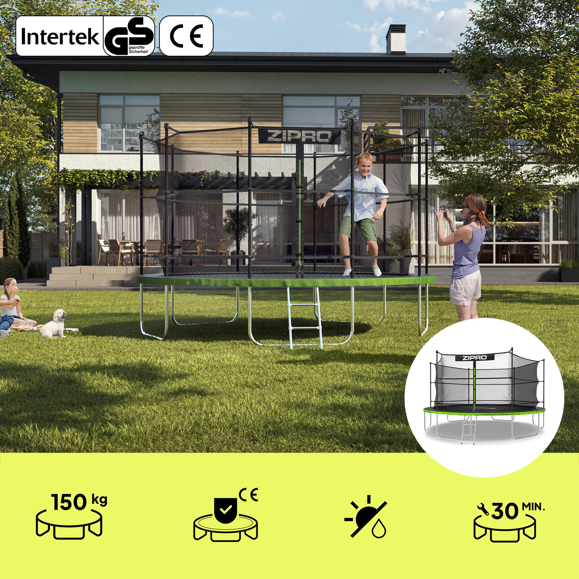 Trampoline rond Jump Pro 14FT 435 cm avec échelle, filet de protection intérieur 3/7