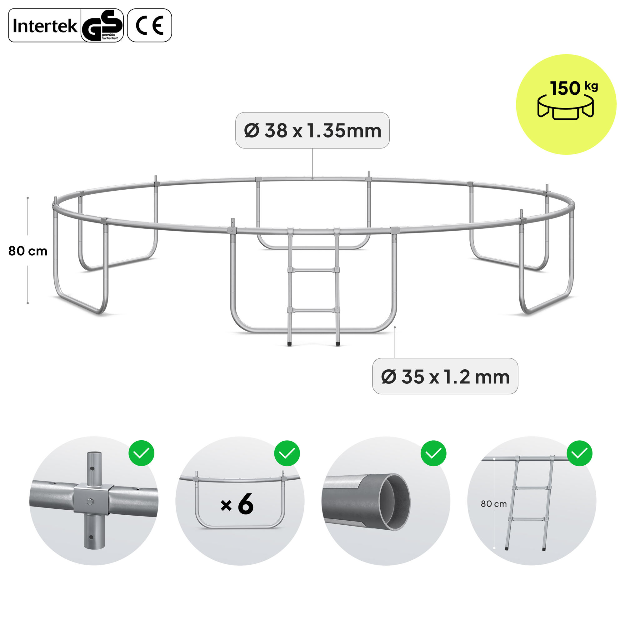 Trampoline rond Jump Pro 14FT 435 cm avec échelle, filet de protection intérieur 7/7