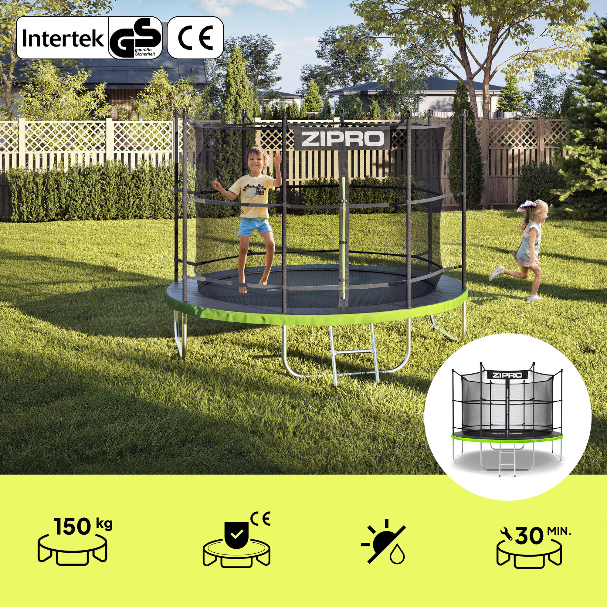 Trampoline ronde Jump Pro - 10FT 312 cm - met veiligheidsnet intern, ladder 3/7