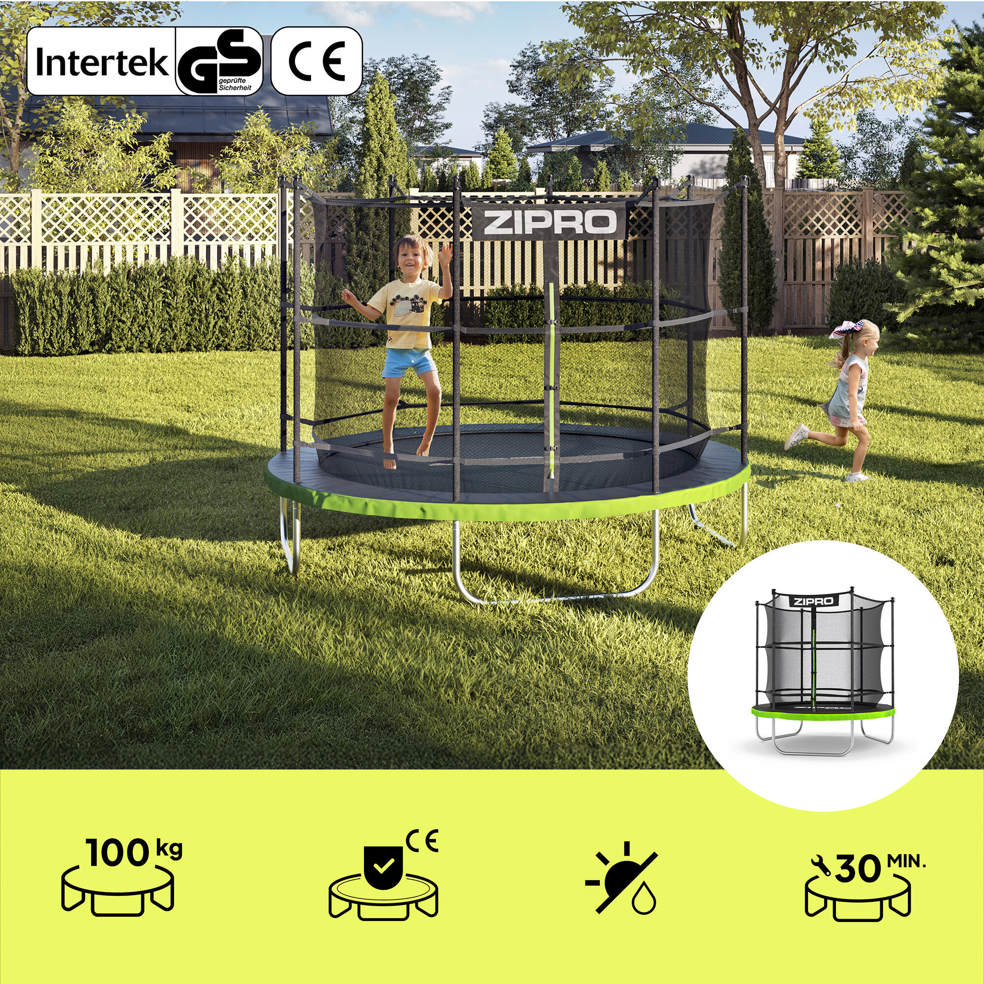 Trampoline ronde Jump Pro - 6FT 183 cm voor kinderen - met veiligheidsnet intern 3/7