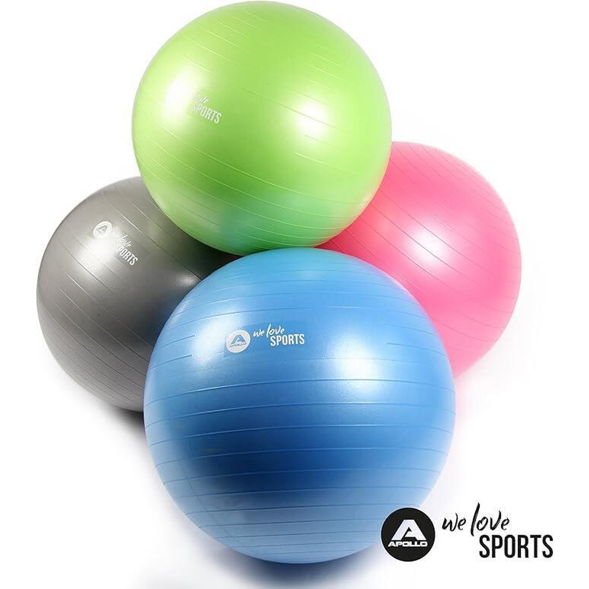 Ballon de gymnastique 65 cm avec pompe pour bureau, yoga - Bleu