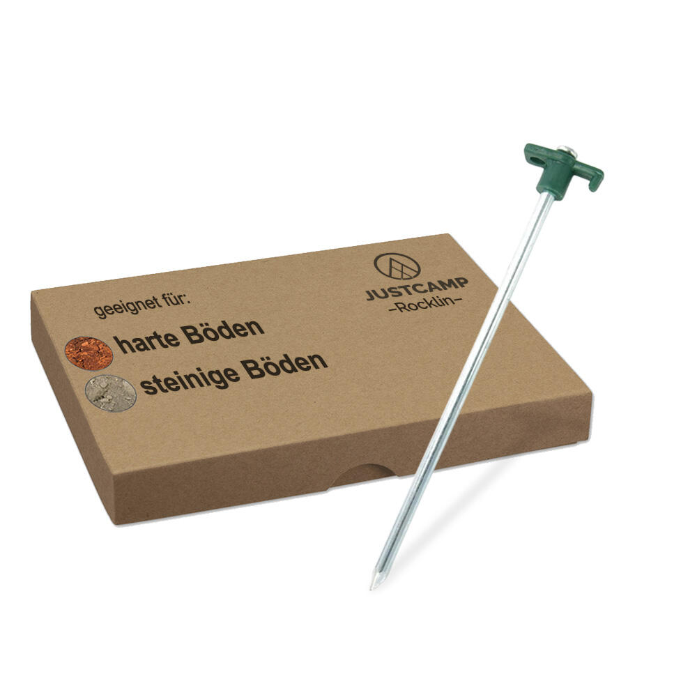 JUSTCAMP Camping Zeltheringe für sehr harte Böden - 25 cm - 12 Stück - Stahl - Rocklin