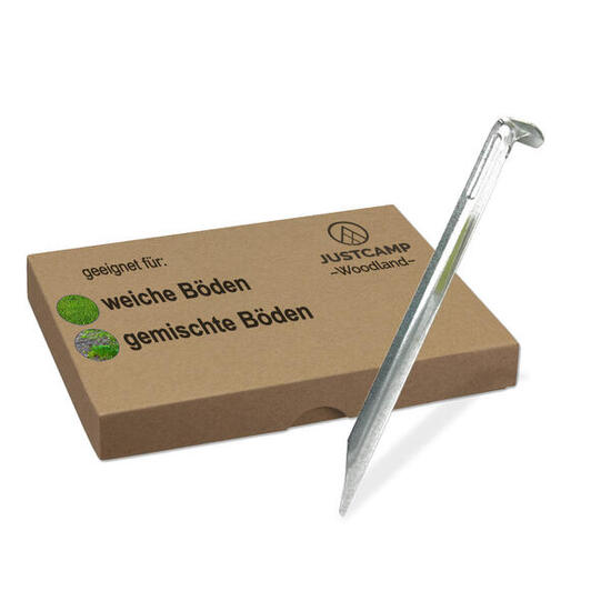 Piquets de tente de camping pour sol meuble 30 cm - 12 pièces - Acier - Woodland