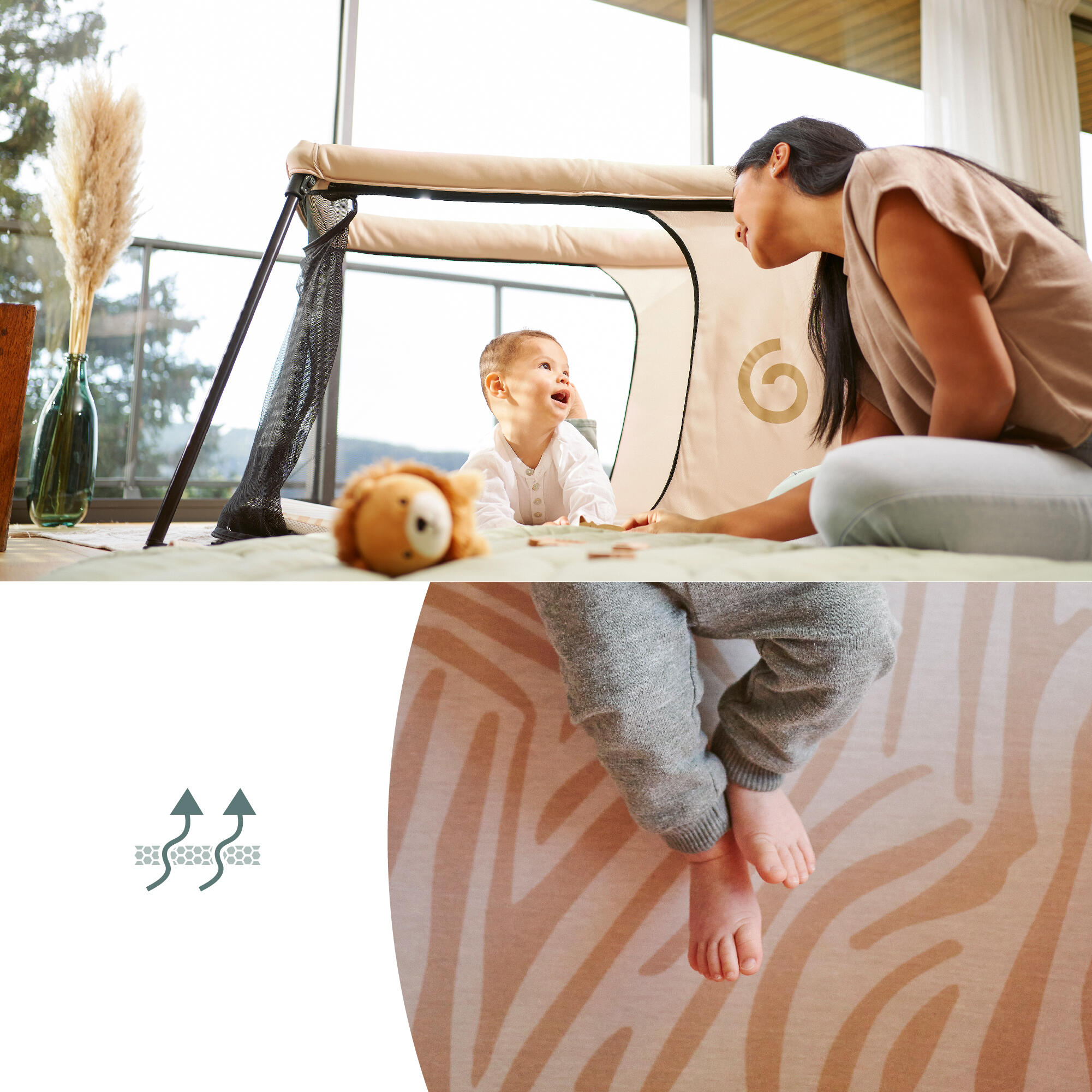 Lit bébé parapluie ultra léger et matelas - Moov & Sleep - Sable 4/7