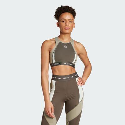 Techfit medium-support high-neck colorblock beha