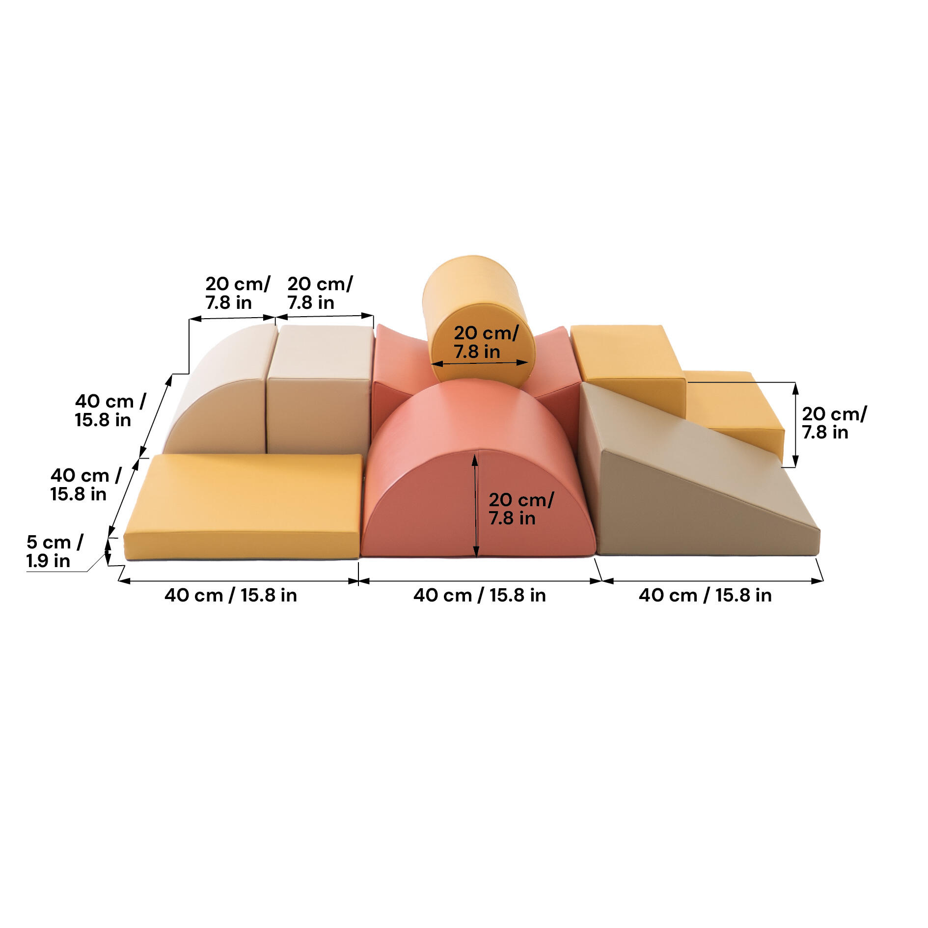 Blocchi per Bambini in Schiuma, Kit di attività Soft Play, beige-rosa 7/7