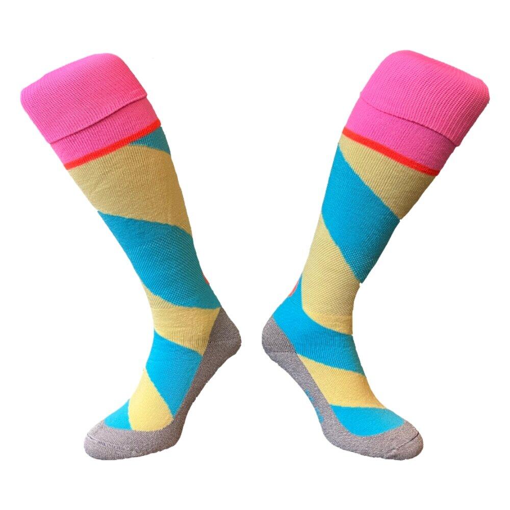 Hingly Lange  Sportsokken Swirl Geel Blauw 1/1