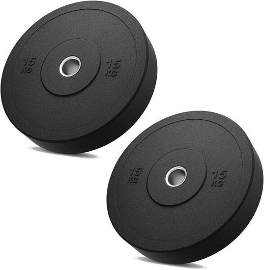 2 Dischi Gommati da 15 kg per Bilanciere Olimpionico Foro 51mm FF