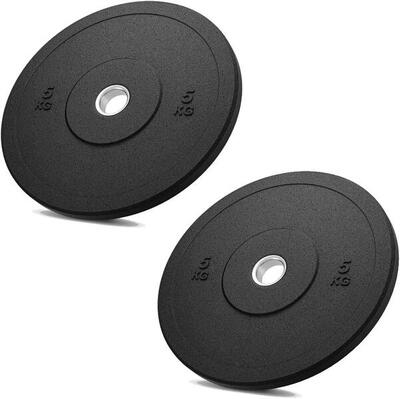 2 Dischi Gommati da 5 kg per Bilanciere Olimpionico Foro 51mm FF