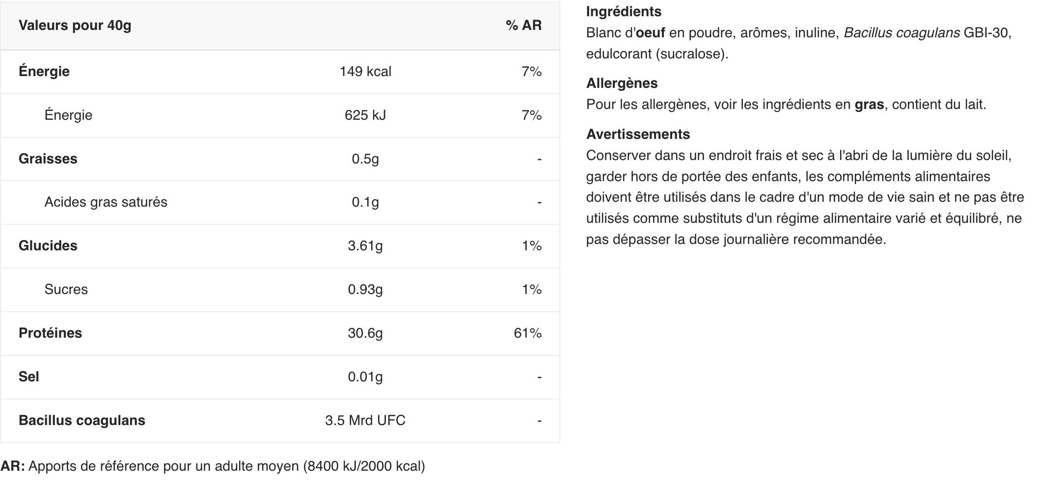 Protéine d'œuf - Egg Protein - Vanille 1000g 2/2