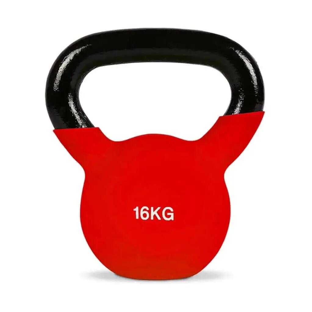 16 kg Cast Iron Kettlebell with Red Neoprene Coating FF