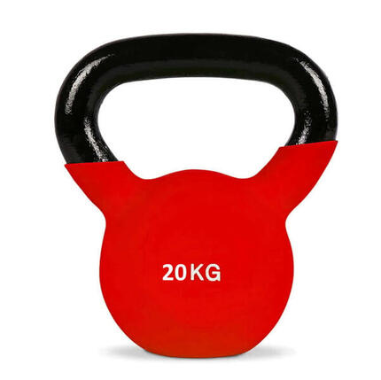 Kettlebell aus Gusseisen mit roter Neoprenbeschichtung 20 kg FF