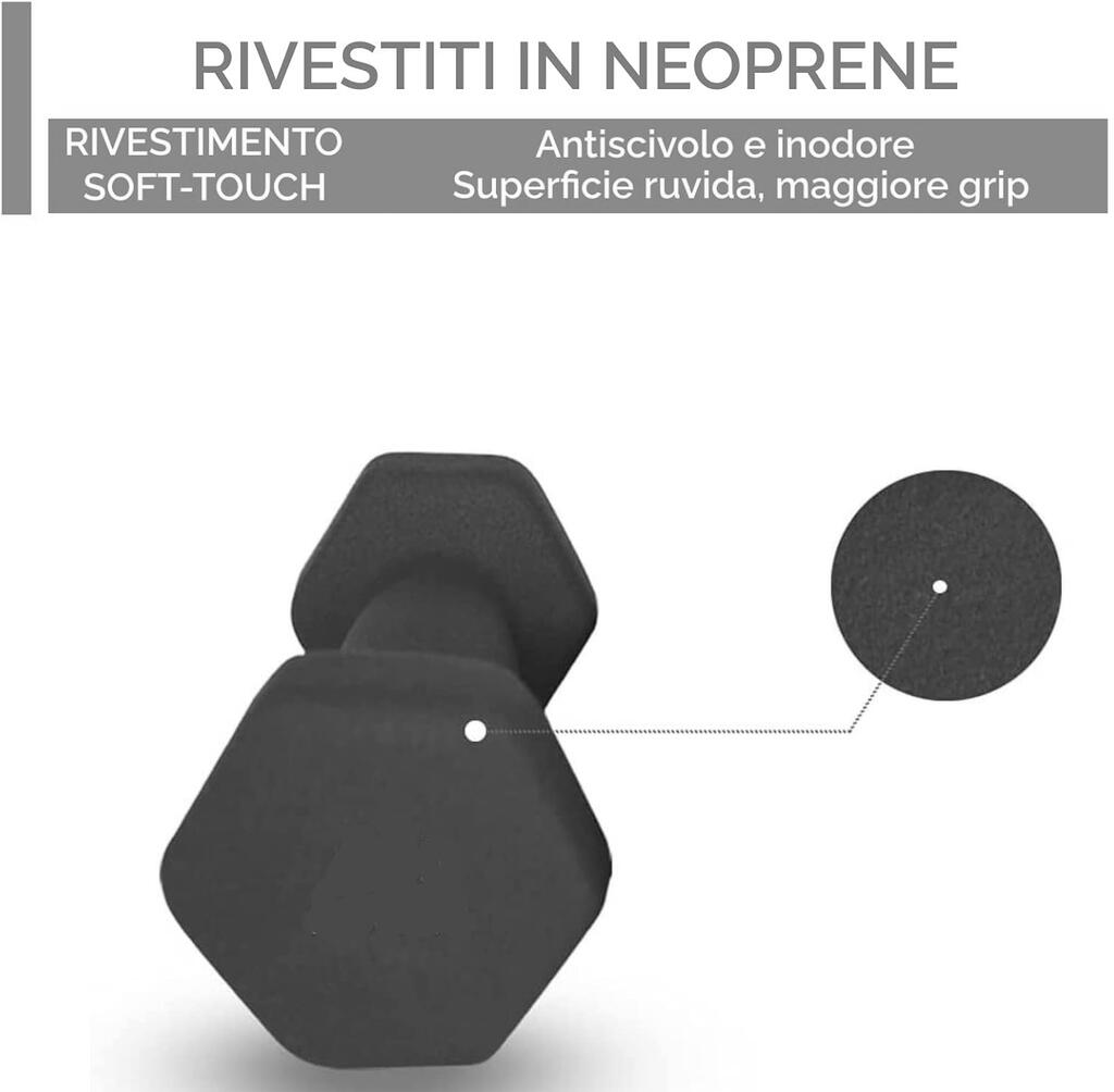 Coppia Manubri Esagonali in Neoprene da 1 Kg FF 5/7