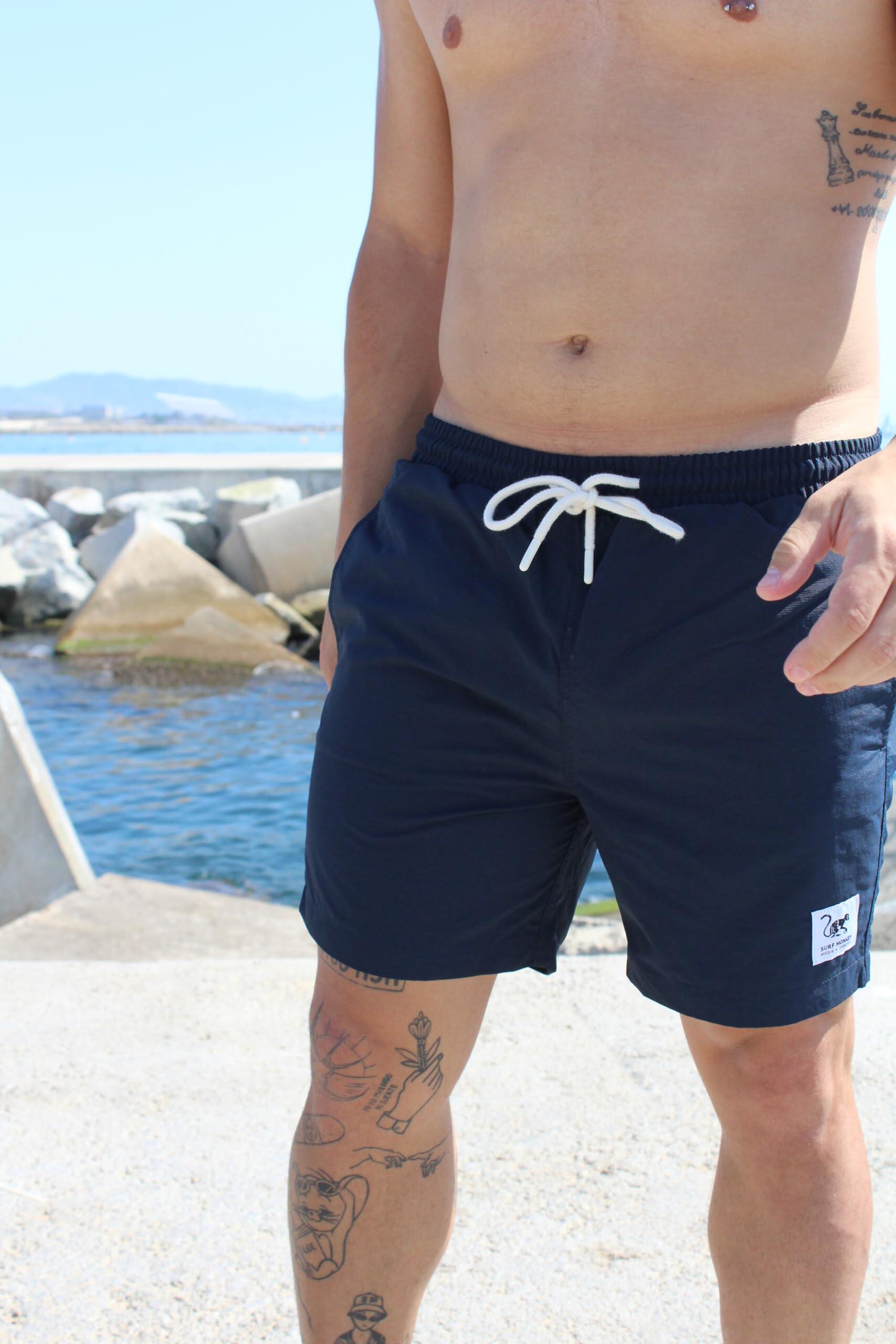 Bañador Hombre Corto 15" con bolsillos - Reciclado - Quick-Dry (Navy, M) 3/6