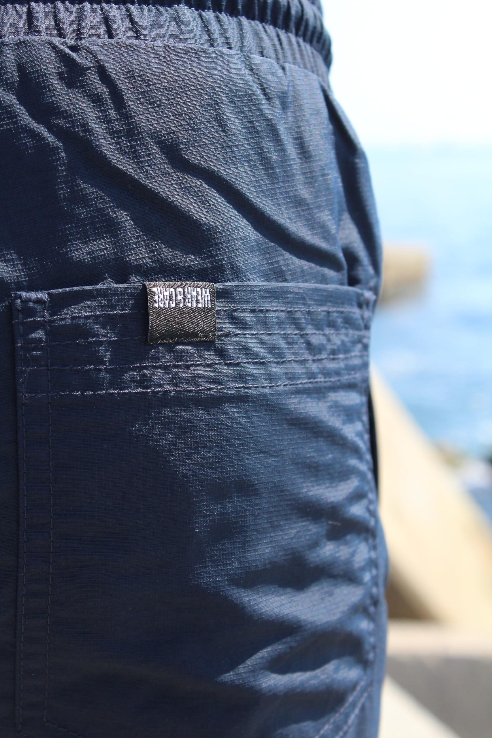 Bañador Hombre Corto 15" con bolsillos - Reciclado - Quick-Dry (Navy, M) 5/6