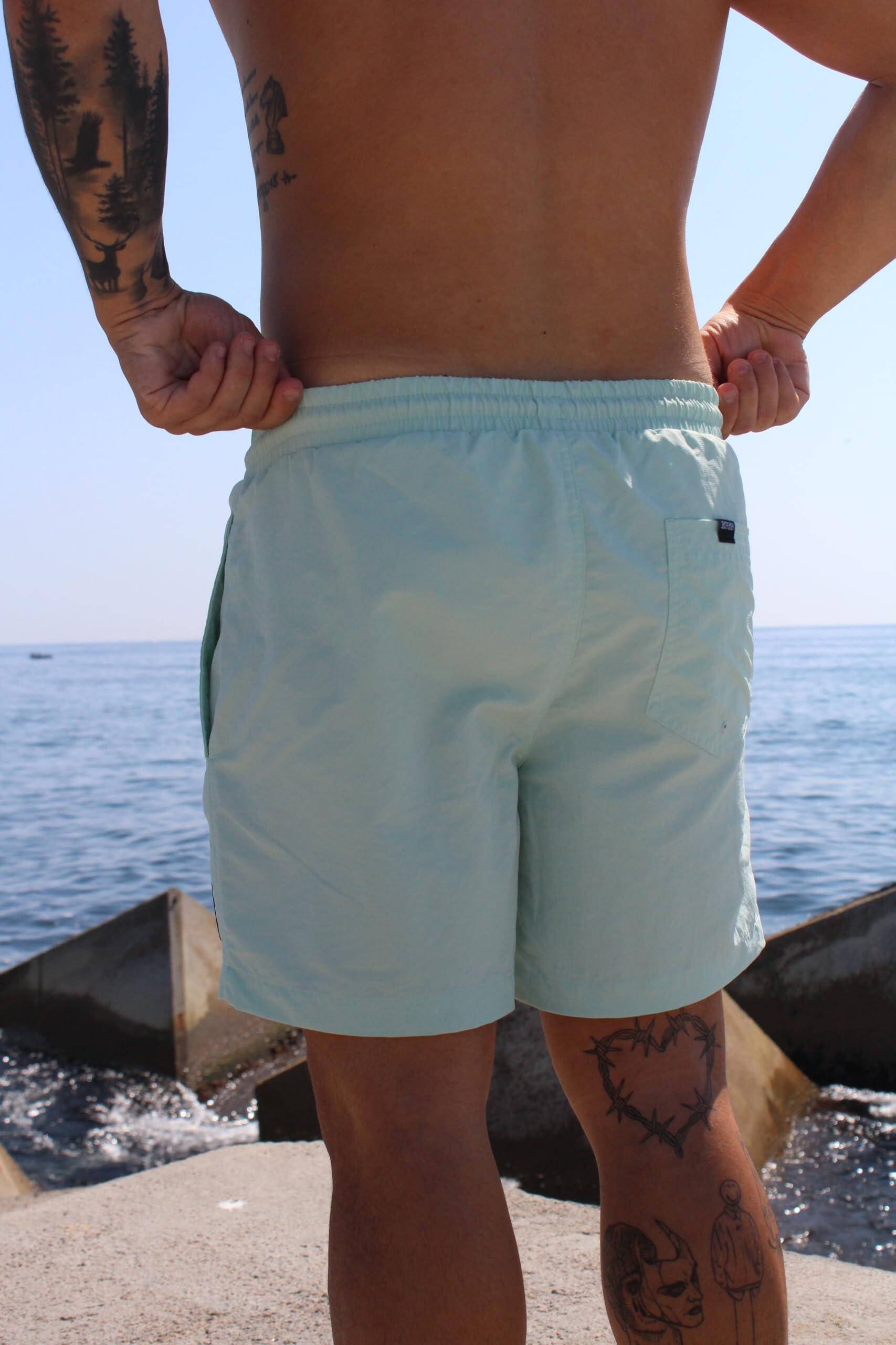 Calções de banho curtos 15" para homem com bolsos (Aqua, M) 4/7