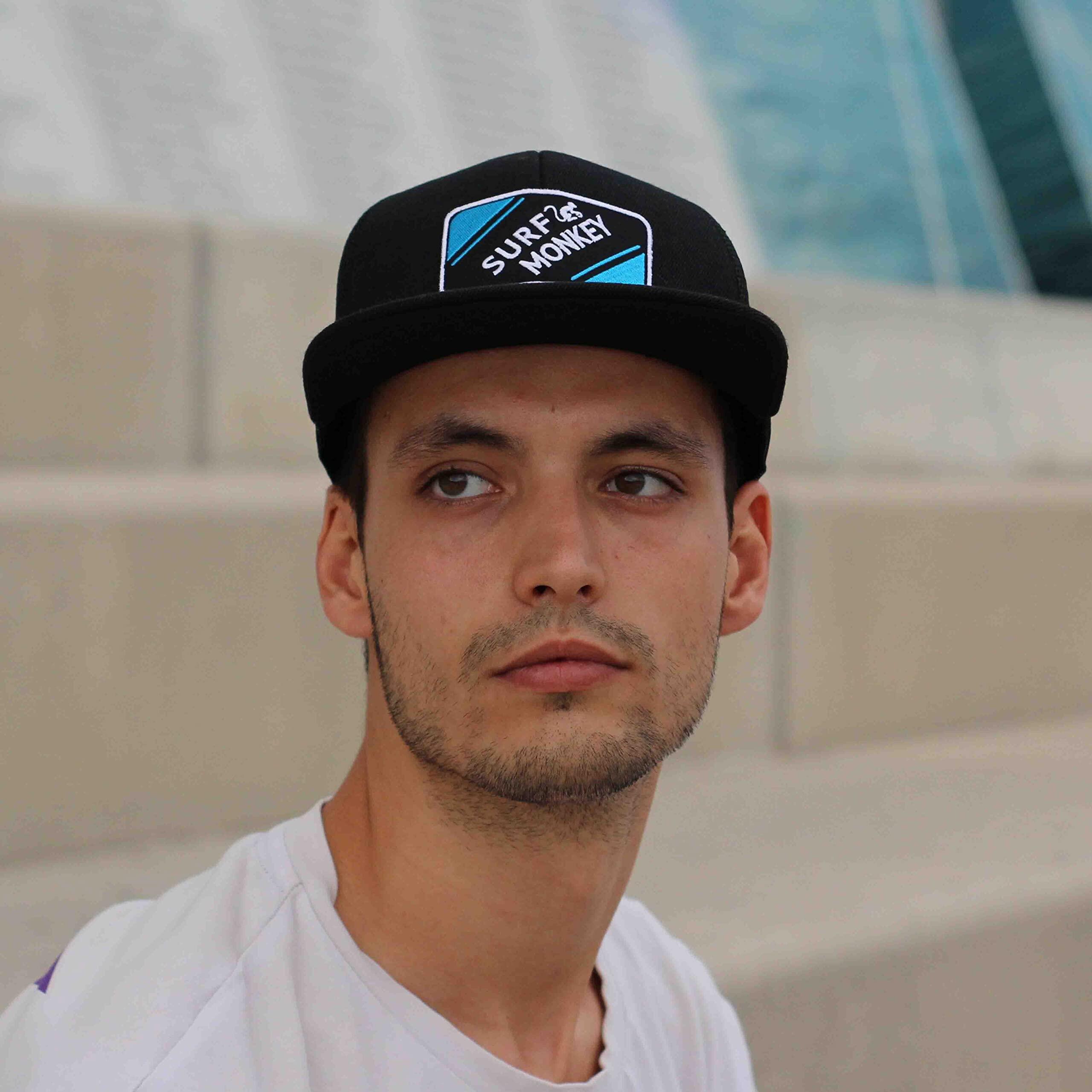 Gorra Trucker -Visera Plana -Full patch / Adulto /Talla única (Negro/Azul) 5/5