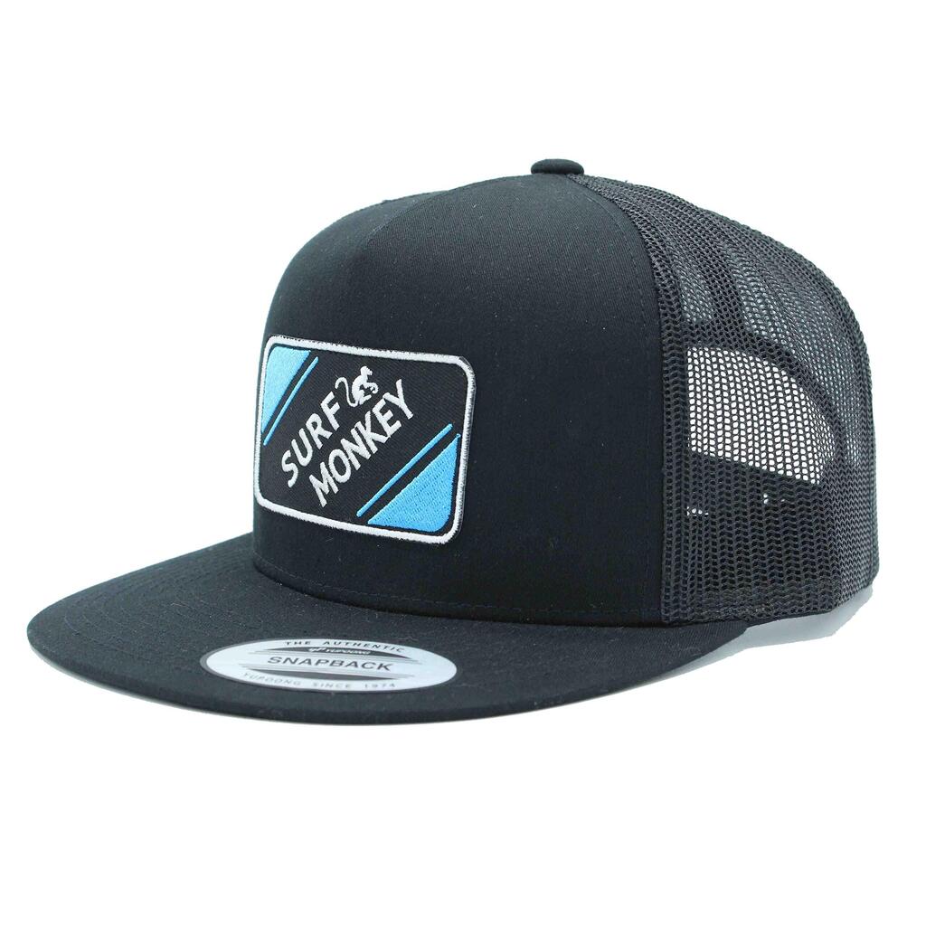 Trucker Cap - Flat Visor - Full Patch / Adult / One Size (Black/Blue)