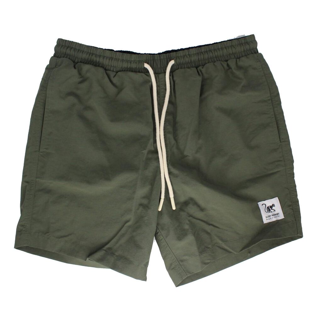 Men’s 15" short swim shorts with pockets – recycled – quick-dry (Olive, S)