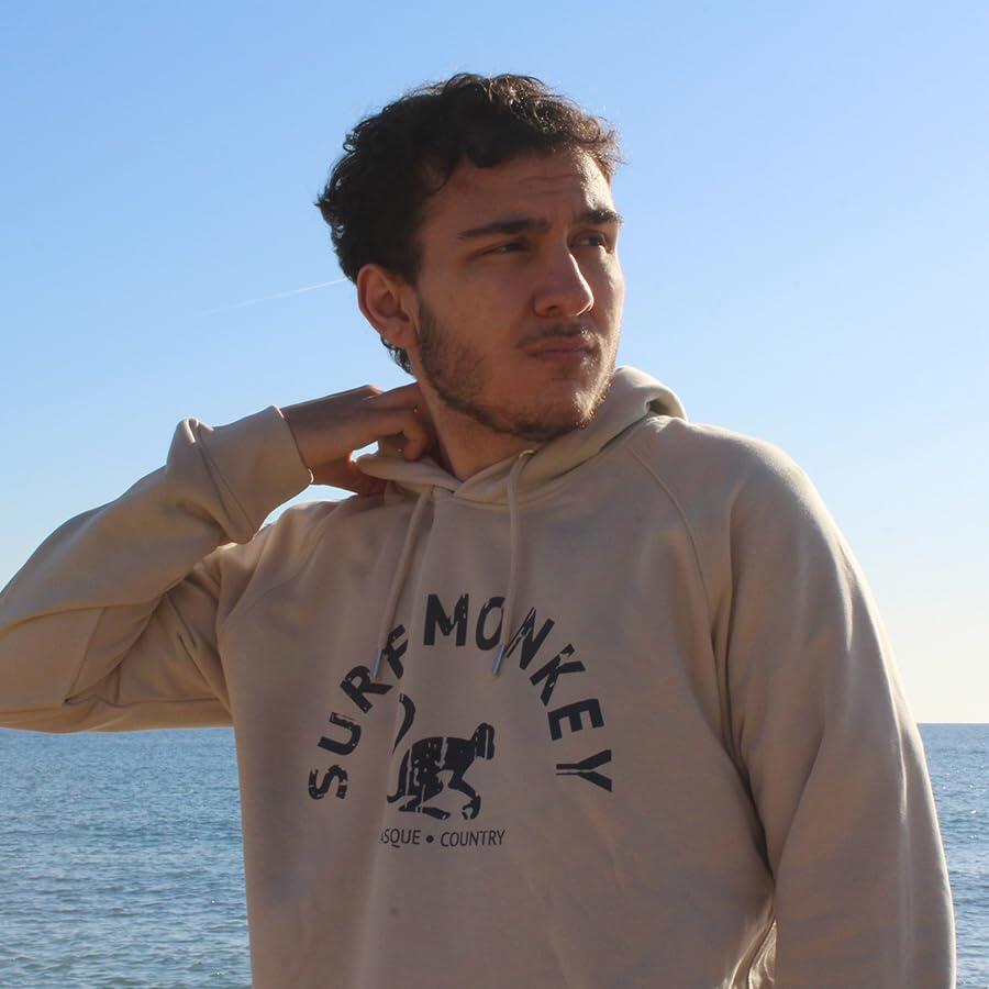 Sudadera Algodón Orgánico - Logo Curvado - Capucha / Adulto (Arena) 2/6