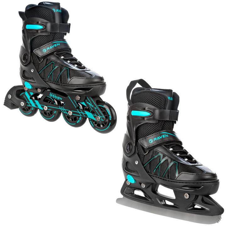 Patines En Línea RAVEN 2 En 1 - Convertibles A Patines De Hielo, Ruedas 72-76 Mm, Tallas 37-43, Chasis De Aluminio