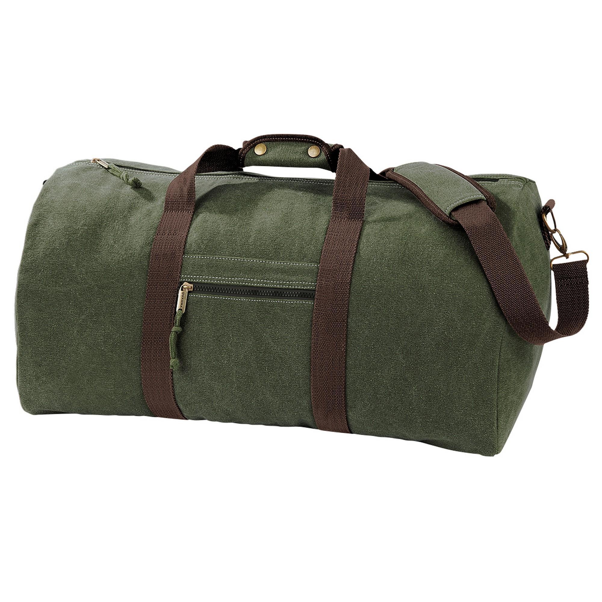 QUADRA Borsone In Canvas Effetto Vintage 45 Litri Quadra Verde Militare Vintage