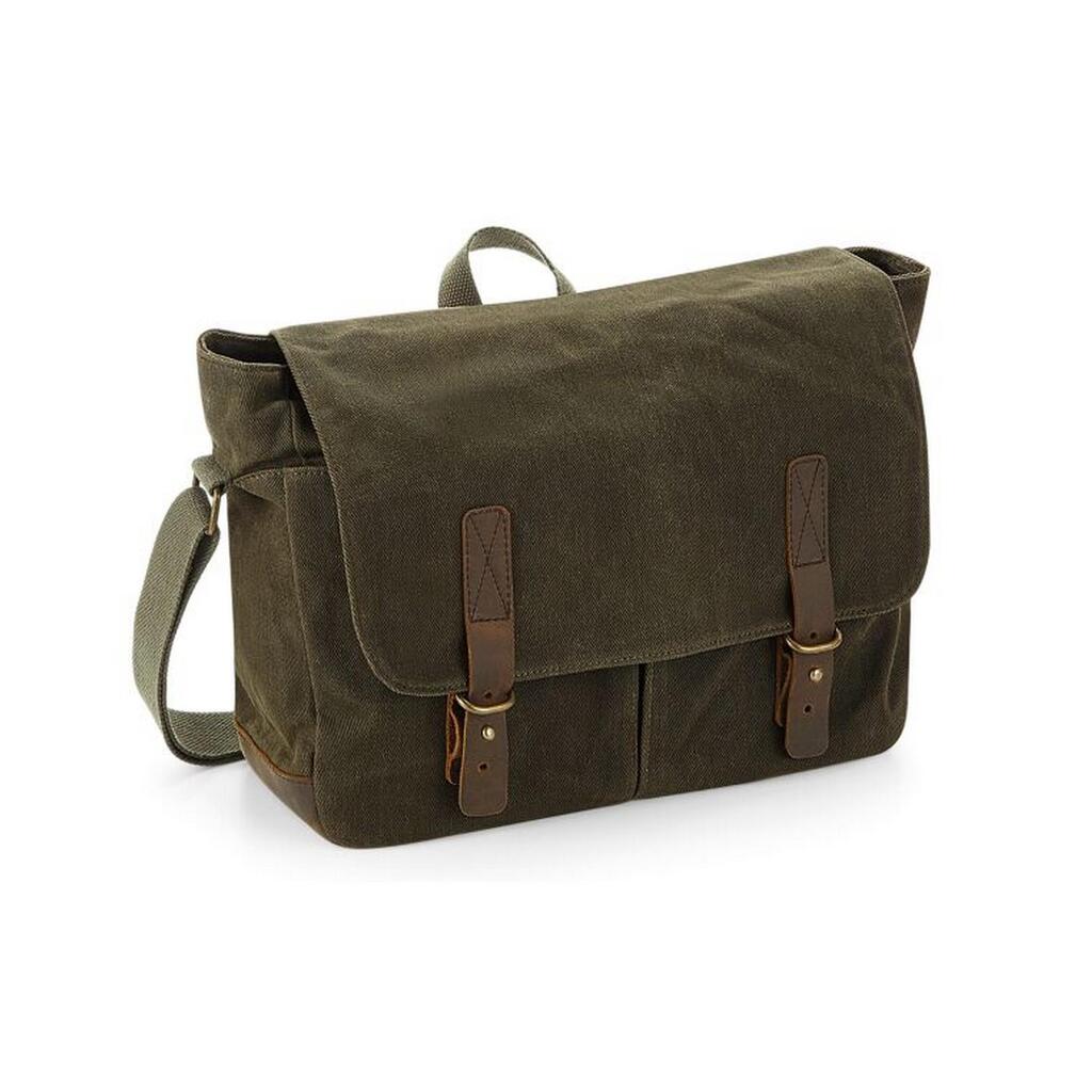 Heritage Leather Accents Messenger Bag (Olive Green)