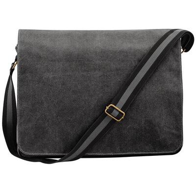 Borsa Messenger Vintage In Tela 14 Litri Quadra Verde Militare Vintage