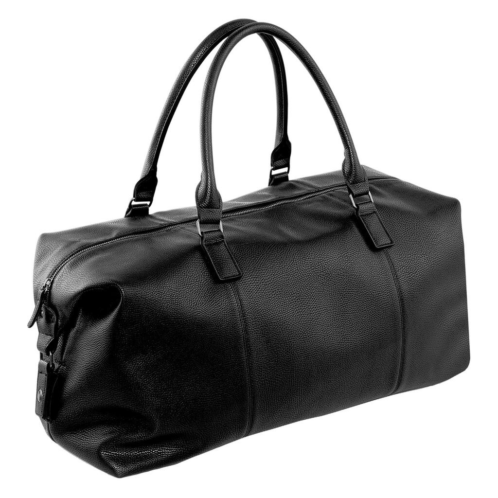 NuHude Faux Leather Weekender Holdall Bag (Black)