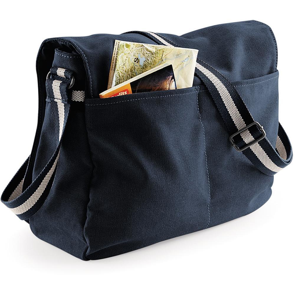 Mochila bandolera de tela modelo Vintage (14 litros) Azul marino 2/4