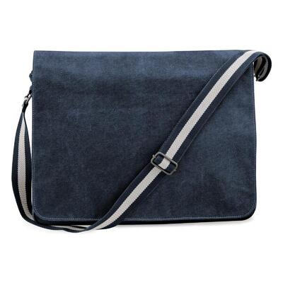 Borsa Messenger Vintage In Tela 14 Litri Quadra Verde Militare Vintage