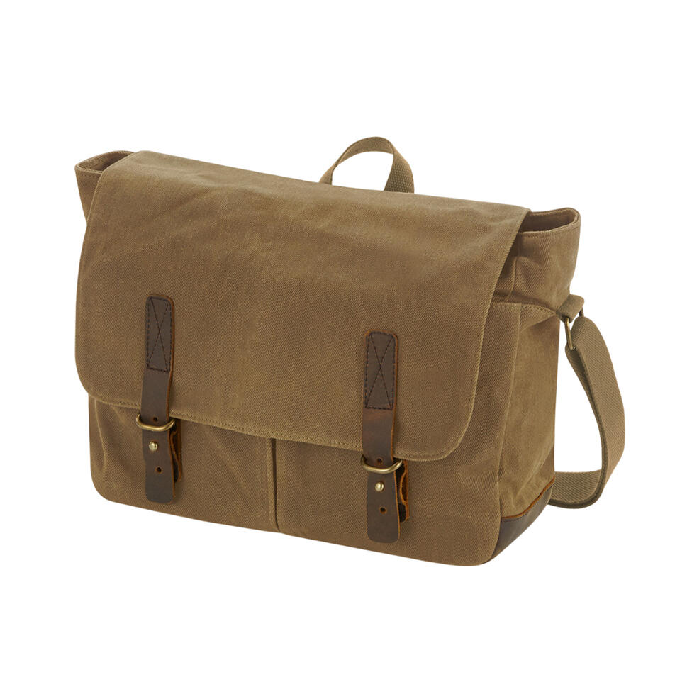 Heritage Leather Trim Waxed Canvas Messenger Bag