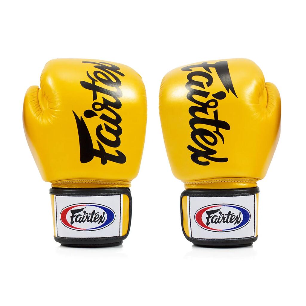 Боксови ръкавици Fairtex от естествена кожа BGV19 златисти 10oz