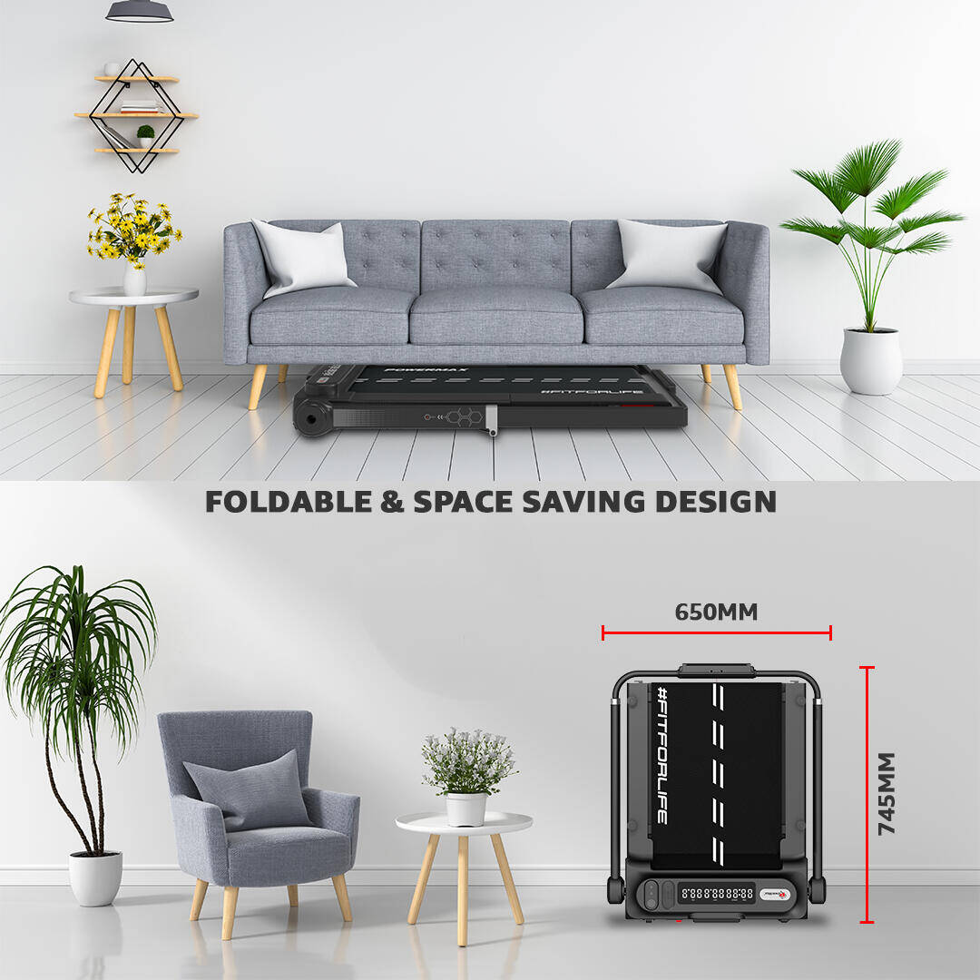 PowerMax Fitness JOGPAD (4HP Peak) Motorized Foldable Treadmill for Home Use with Handle, Remote Control, Max User 120kg, Top Sp -  2