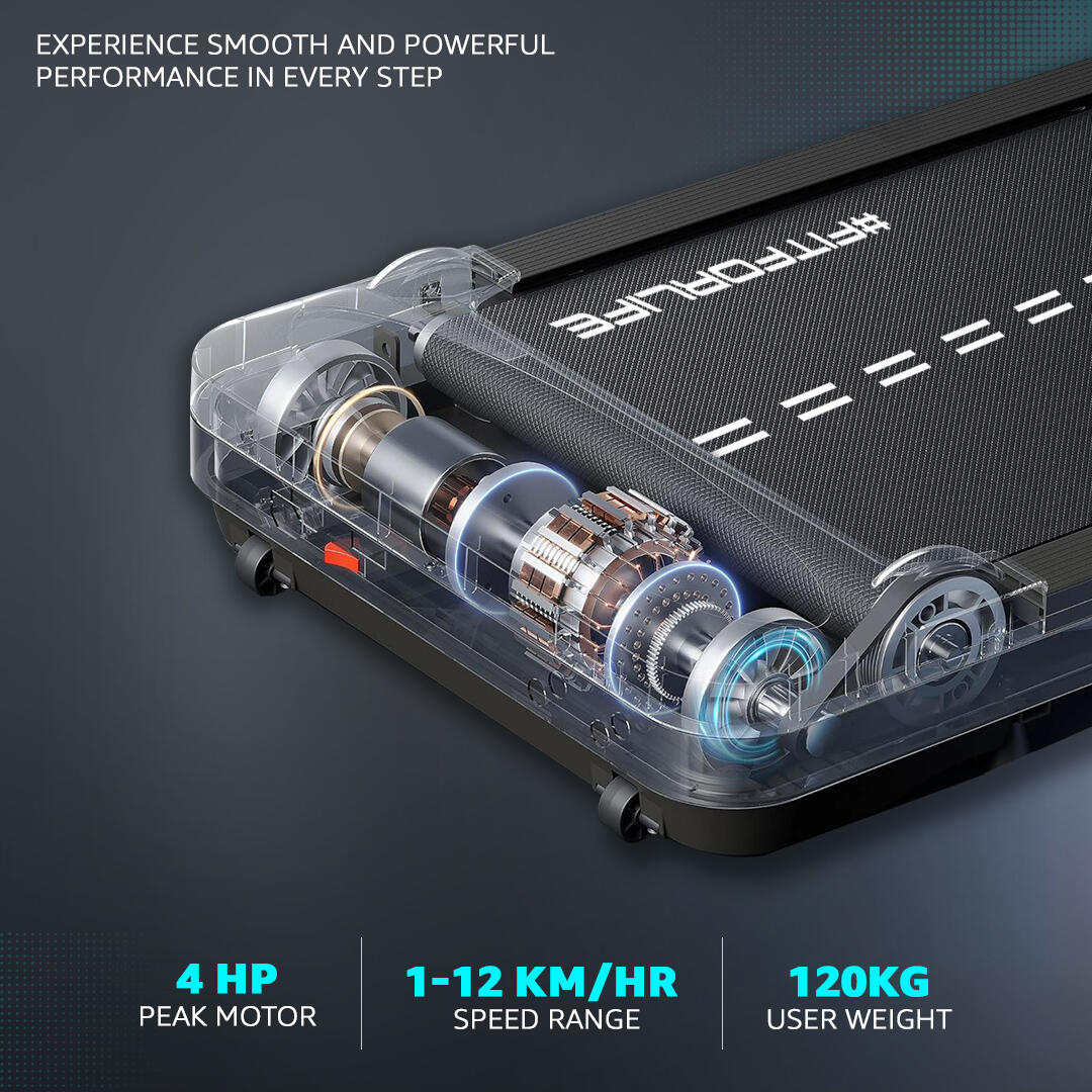 PowerMax Fitness JOGPAD (4HP Peak) Motorized Foldable Treadmill for Home Use with Handle, Remote Control, Max User 120kg, Top Sp