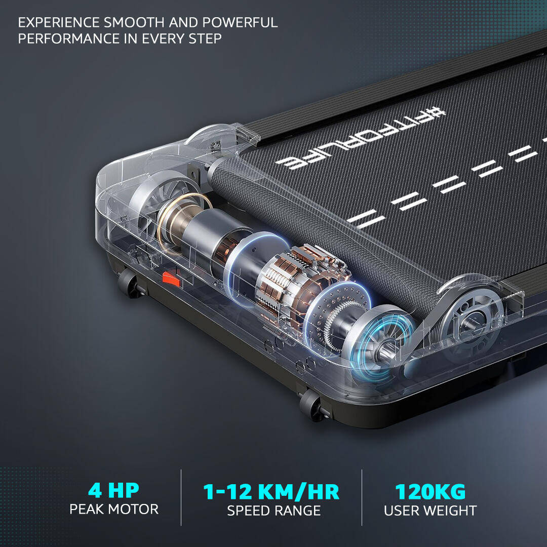 PowerMax Fitness JOGPAD (4HP Peak) Motorized Foldable Treadmill for Home Use with Handle, Remote Control, Max User 120kg, Top Sp -  4