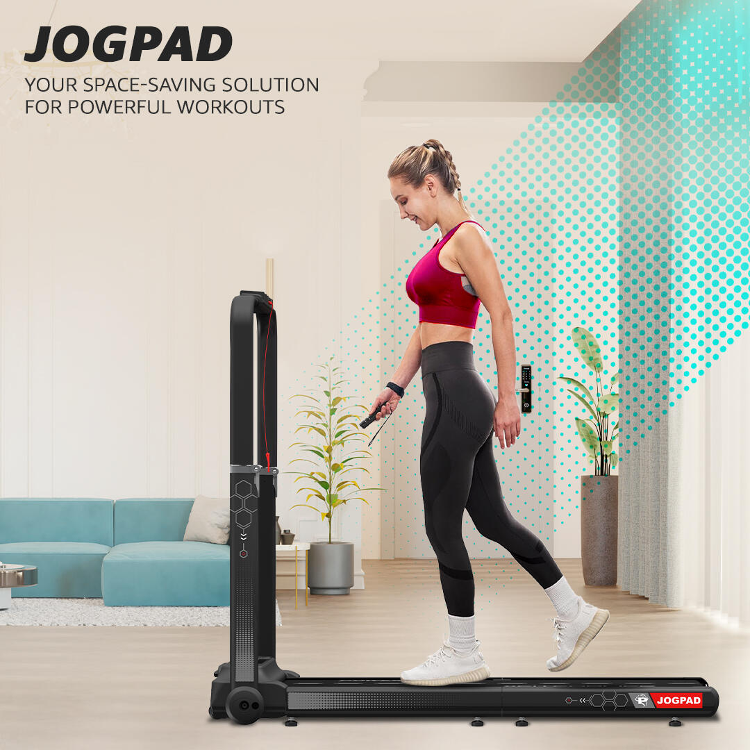 PowerMax Fitness JOGPAD (4HP Peak) Motorized Foldable Treadmill for Home Use with Handle, Remote Control, Max User 120kg, Top Sp