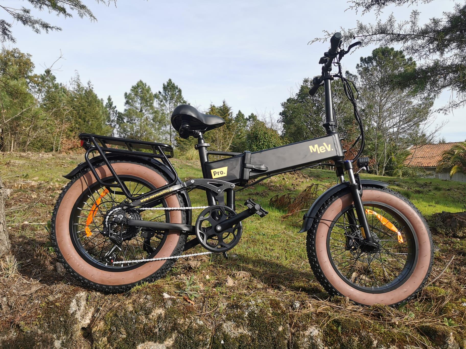 MEVA Bicicleta eléctrica plegable Mev Pro - Negro, Neumático beige