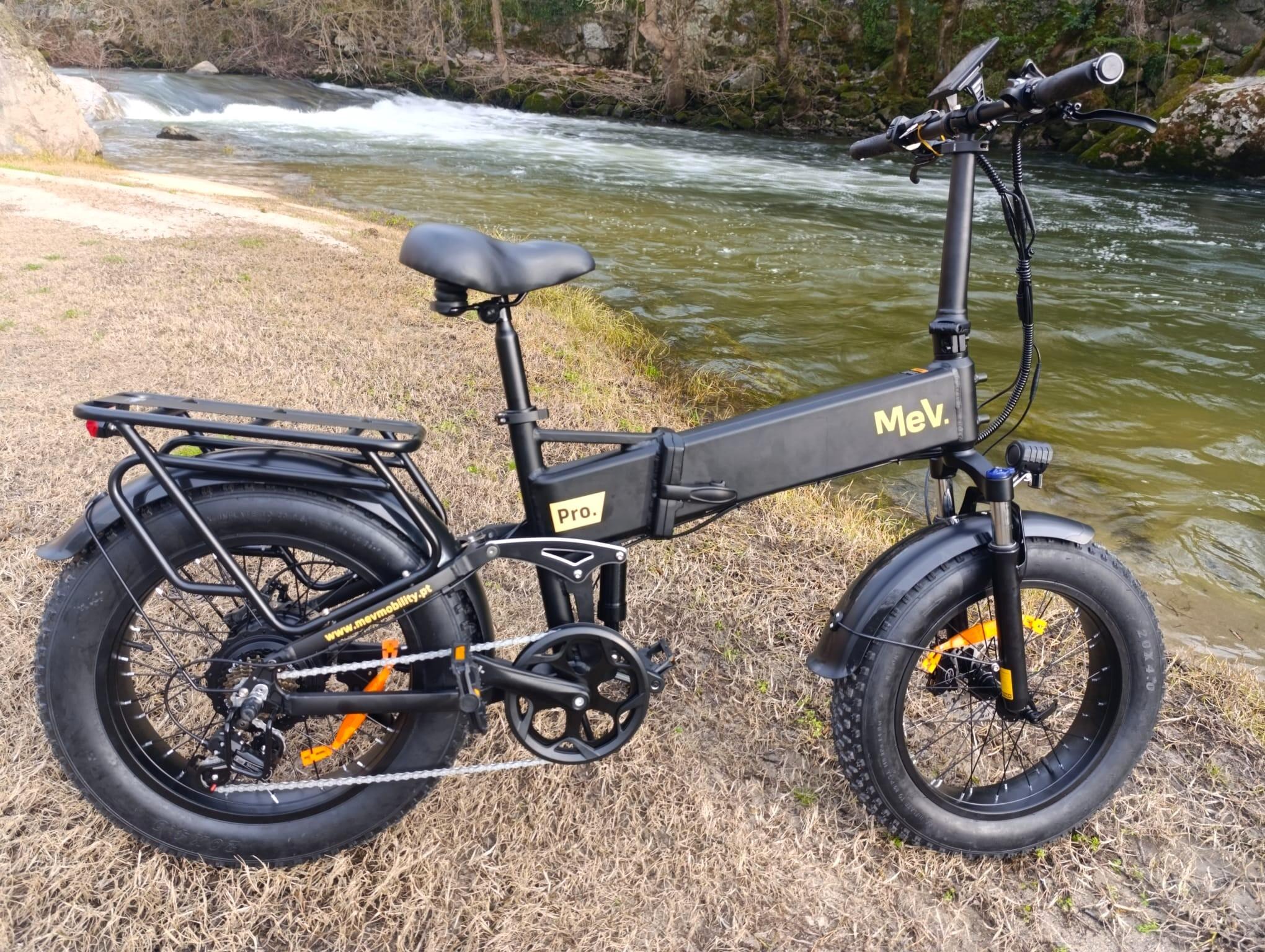 MEVA Bicicleta eléctrica plegable Mev Pro - Negro, Neumático beige