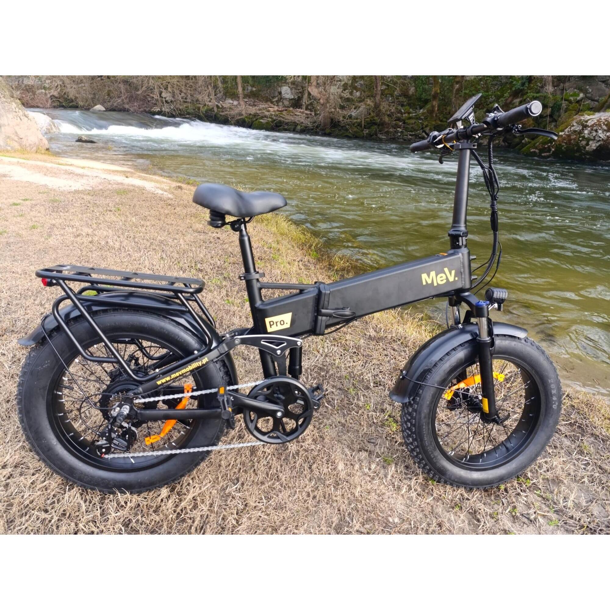 Bicicleta Elétrica Dobrável Mev Pro. - Preto, pneu Preto