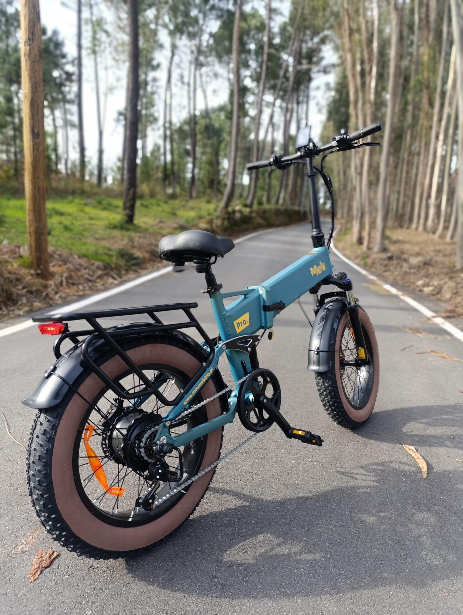 Bicicleta elétrica dobrável mev pro. - verde, pneu bege