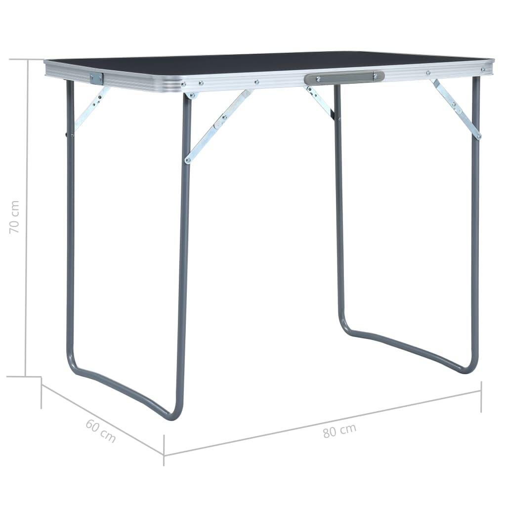 Mesa de camping plegable con estructura de metal gris 80x60 cm 7/7
