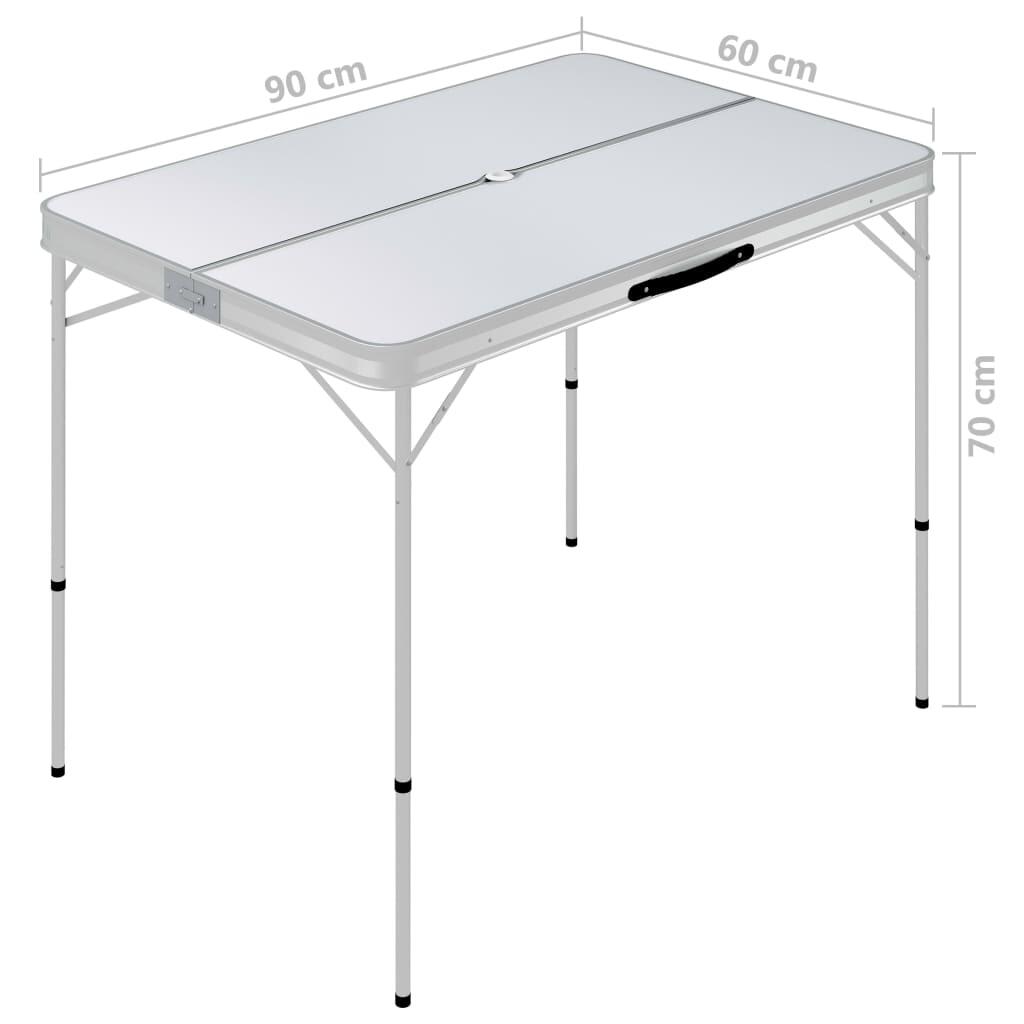Mesa de camping plegable con 2 bancos aluminio blanco 7/7