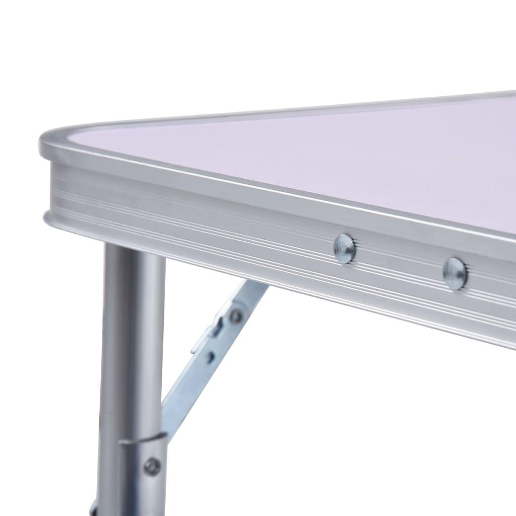 Mesa de camping plegable aluminio blanco 60x45 cm 7/7