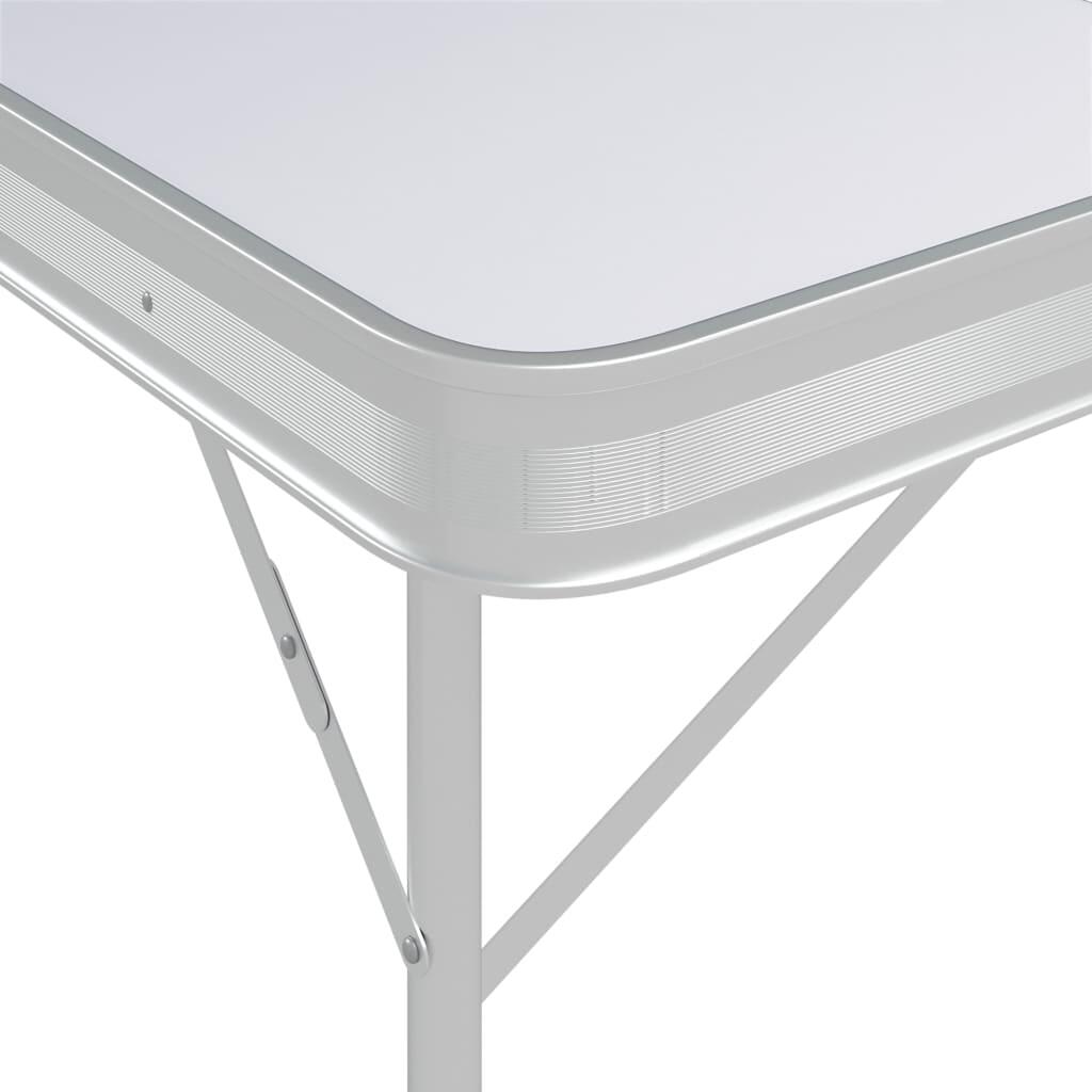 Mesa de camping plegable con 2 bancos aluminio blanco 6/7