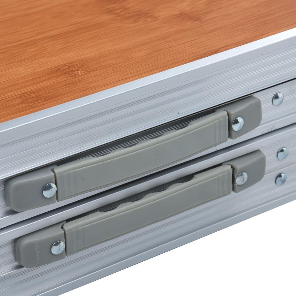 Mesa de camping plegable de aluminio 240x60 cm 7/7