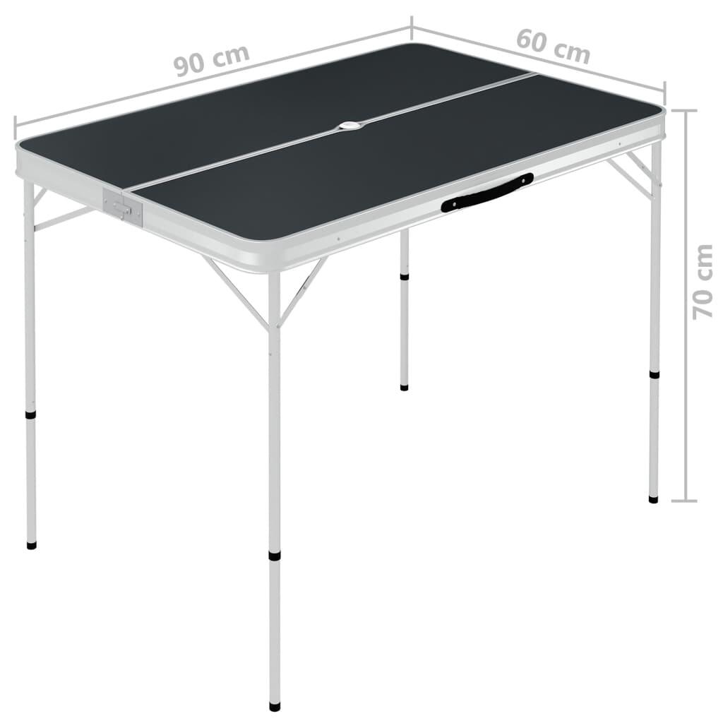 Mesa de camping plegable con 2 bancos aluminio gris 7/7