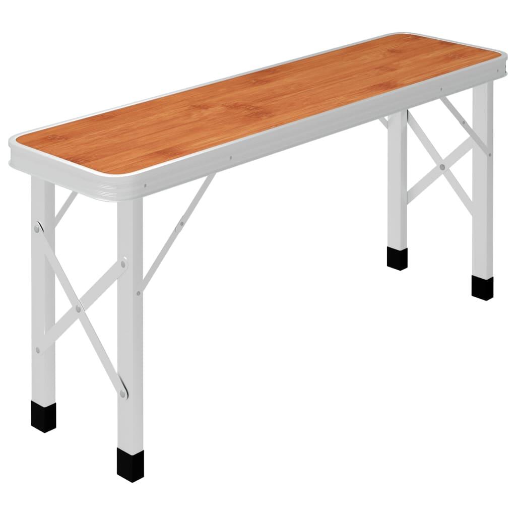 Mesa de camping plegable con 2 bancos aluminio marrón 6/7