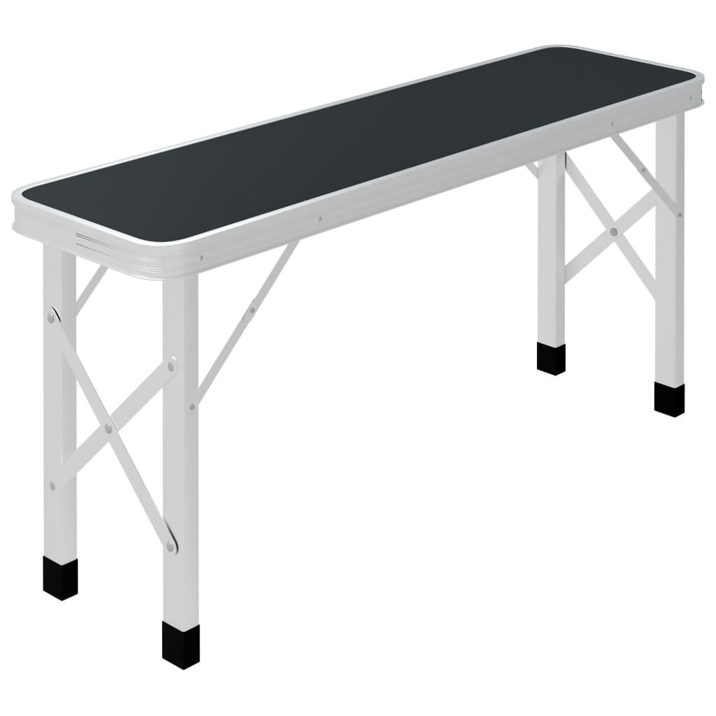 Mesa de camping plegable con 2 bancos aluminio gris 6/7